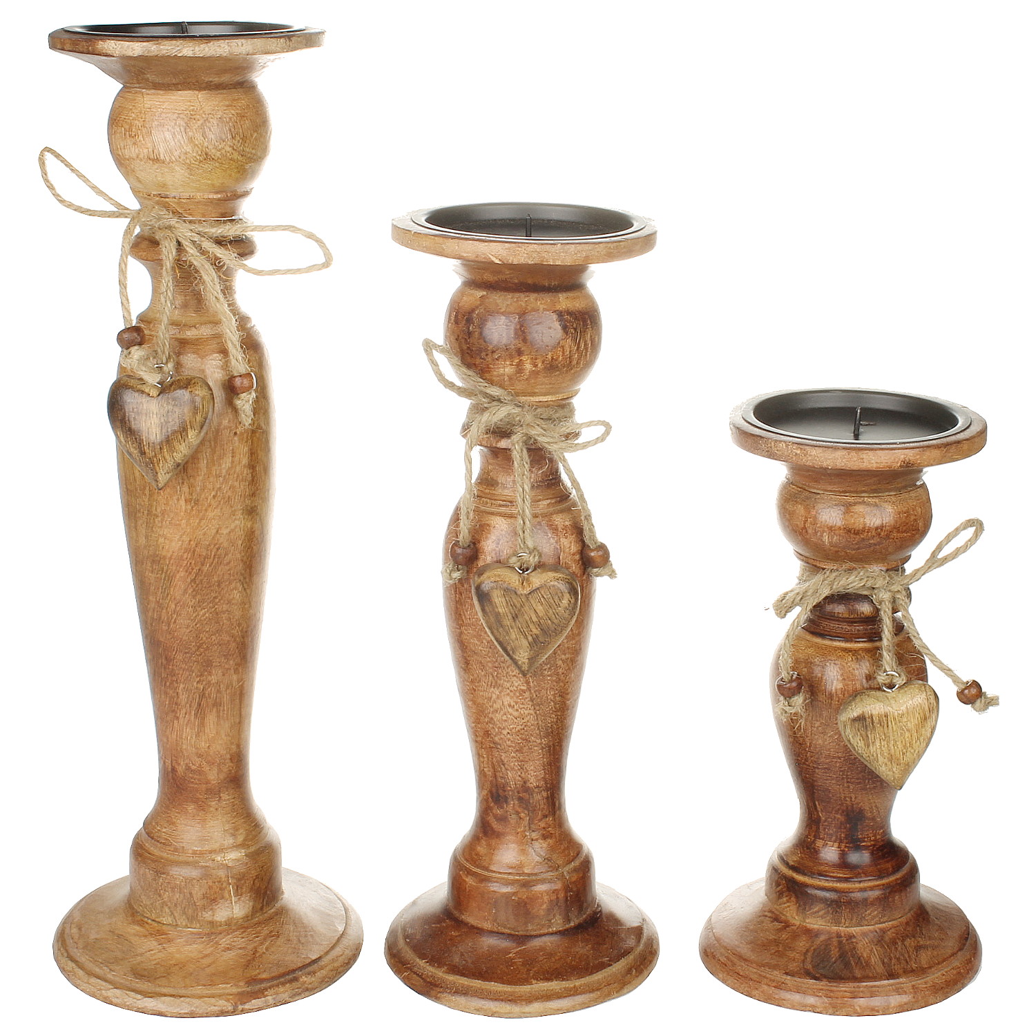 Kerzenständer Kerzenhalter Kerzenleuchter Mangoholz mit Deko Herz
