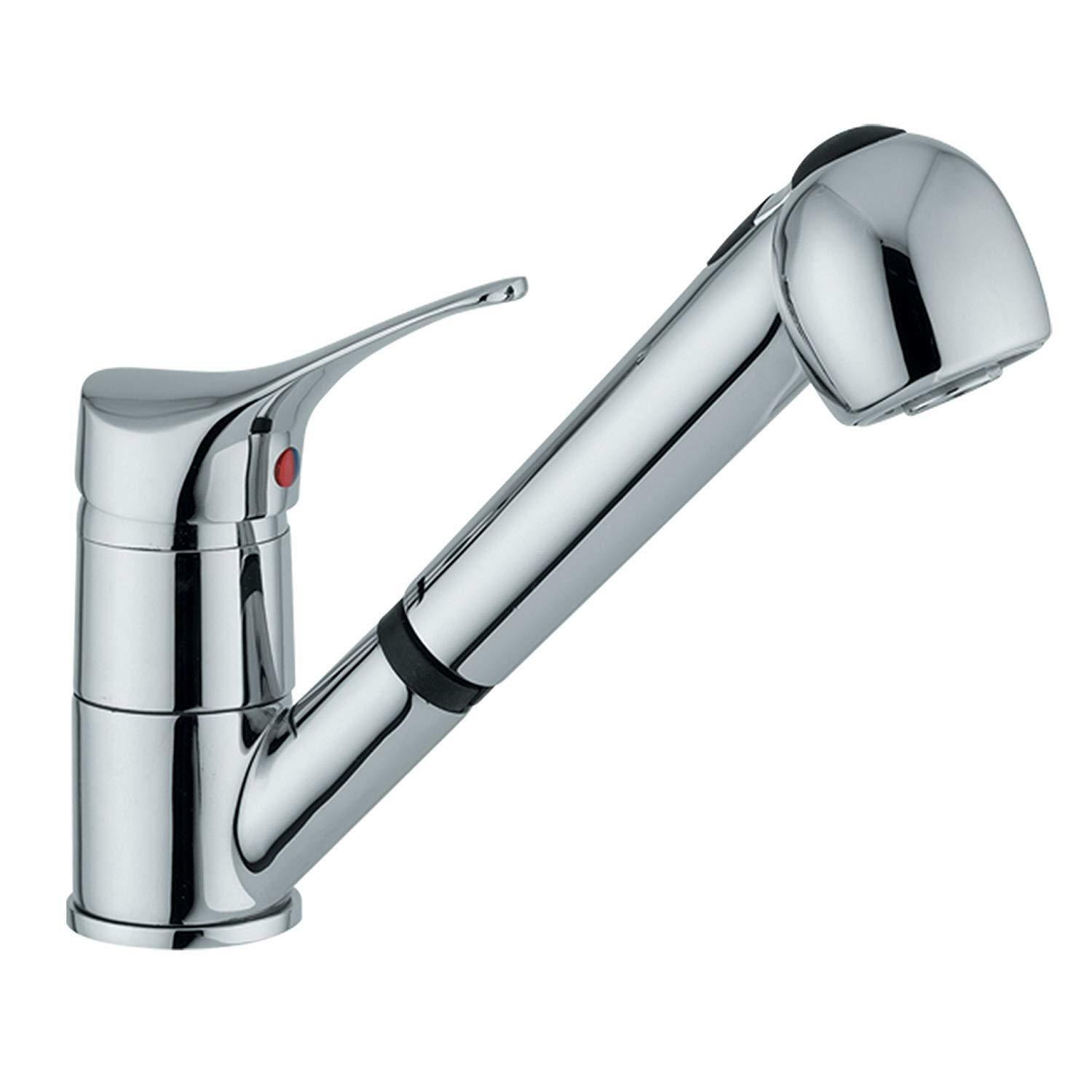 Küchen-Armatur ausziehbar Messing verchromt wasserparend