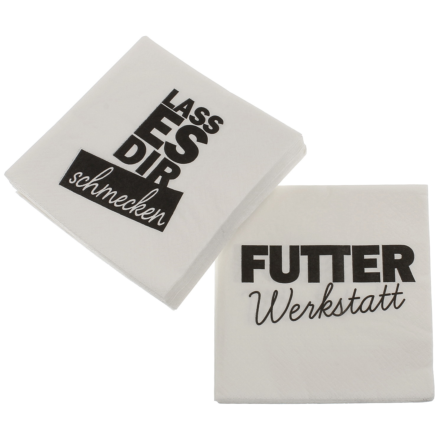 Servietten 2er Pack (40 Stück) Spruch Weiß Schwarz Papierserviette